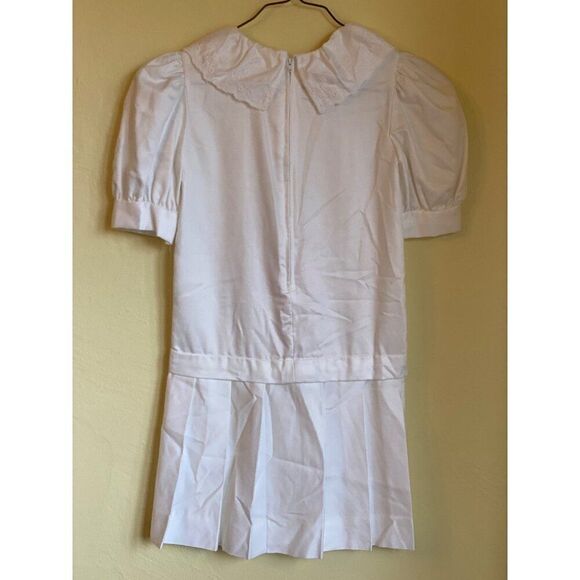 Vintage Lemaj Le Maj Dress Girls Size 8 Short Sleeve Withe Pink Bow USA - Picture 2 of 6